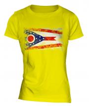 Ohio State Distressed Flag Ladies T-Shirt