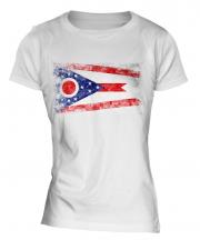 Ohio State Distressed Flag Ladies T-Shirt