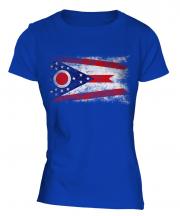 Ohio State Distressed Flag Ladies T-Shirt