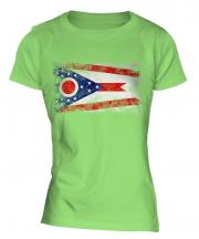 Ohio State Distressed Flag Ladies T-Shirt