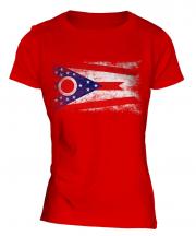 Ohio State Distressed Flag Ladies T-Shirt