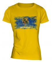 Oklahoma State Distressed Flag Ladies T-Shirt