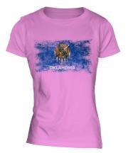 Oklahoma State Distressed Flag Ladies T-Shirt