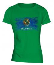 Oklahoma State Distressed Flag Ladies T-Shirt