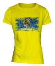 Oklahoma State Distressed Flag Ladies T-Shirt