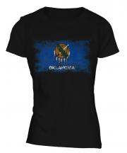 Oklahoma State Distressed Flag Ladies T-Shirt