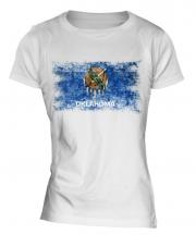 Oklahoma State Distressed Flag Ladies T-Shirt
