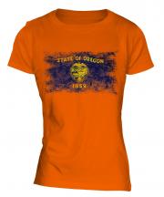 Oregon State Distressed Flag Ladies T-Shirt