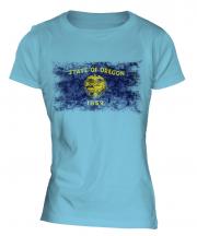 Oregon State Distressed Flag Ladies T-Shirt