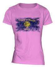 Oregon State Distressed Flag Ladies T-Shirt