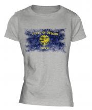 Oregon State Distressed Flag Ladies T-Shirt