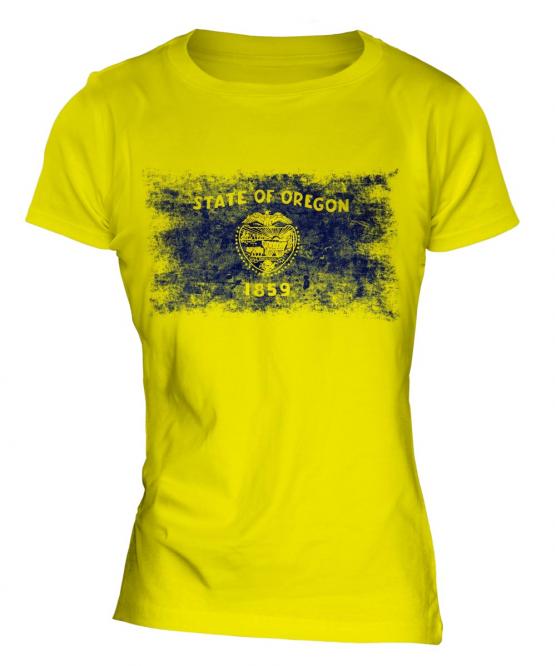 Oregon State Distressed Flag Ladies T-Shirt