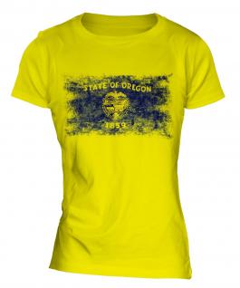 Oregon State Distressed Flag Ladies T-Shirt