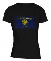 Oregon State Distressed Flag Ladies T-Shirt