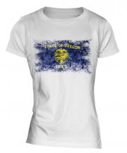 Oregon State Distressed Flag Ladies T-Shirt