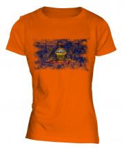 Pennsylvania State Distressed Flag Ladies T-Shirt
