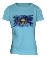 Pennsylvania State Distressed Flag Ladies T-Shirt