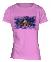 Pennsylvania State Distressed Flag Ladies T-Shirt