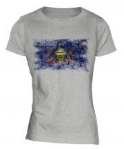 Pennsylvania State Distressed Flag Ladies T-Shirt