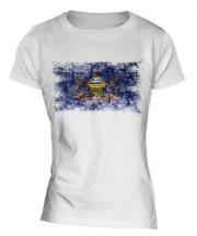 Pennsylvania State Distressed Flag Ladies T-Shirt