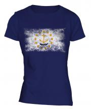 Rhode Island State Distressed Flag Ladies T-Shirt