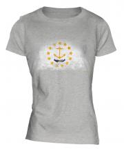 Rhode Island State Distressed Flag Ladies T-Shirt
