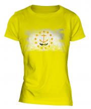 Rhode Island State Distressed Flag Ladies T-Shirt