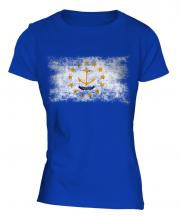 Rhode Island State Distressed Flag Ladies T-Shirt