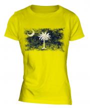 South Carolina State Distressed Flag Ladies T-Shirt