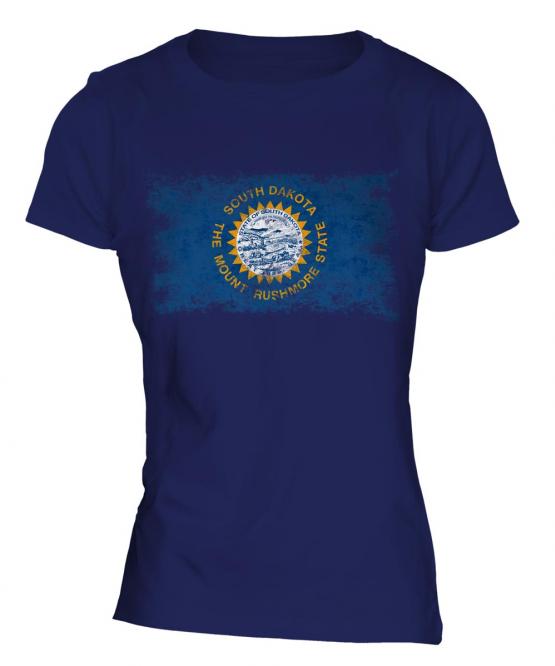 South Dakota State Distressed Flag Ladies T-Shirt