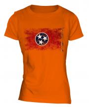 Tennessee State Distressed Flag Ladies T-Shirt