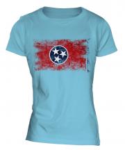 Tennessee State Distressed Flag Ladies T-Shirt