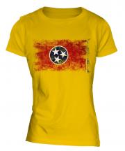 Tennessee State Distressed Flag Ladies T-Shirt
