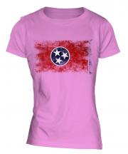 Tennessee State Distressed Flag Ladies T-Shirt
