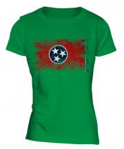Tennessee State Distressed Flag Ladies T-Shirt