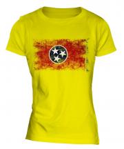 Tennessee State Distressed Flag Ladies T-Shirt