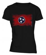 Tennessee State Distressed Flag Ladies T-Shirt
