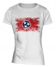 Tennessee State Distressed Flag Ladies T-Shirt