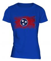 Tennessee State Distressed Flag Ladies T-Shirt