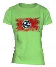 Tennessee State Distressed Flag Ladies T-Shirt