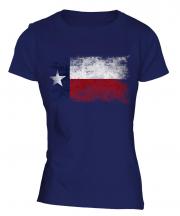 Texas State Distressed Flag Ladies T-Shirt