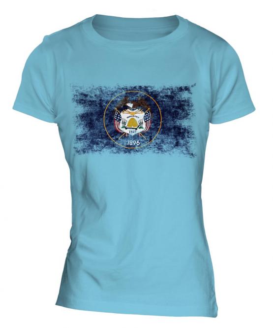 Utah State Distressed Flag Ladies T-Shirt