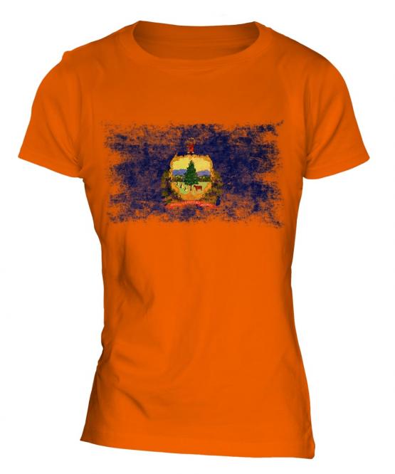 Vermont State Distressed Flag Ladies T-Shirt