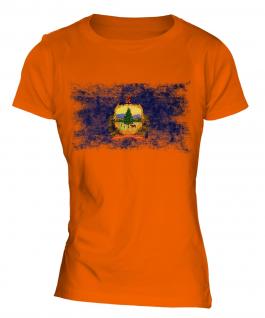 Vermont State Distressed Flag Ladies T-Shirt