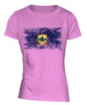 Vermont State Distressed Flag Ladies T-Shirt
