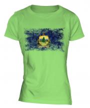 Vermont State Distressed Flag Ladies T-Shirt