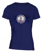 Virginia State Distressed Flag Ladies T-Shirt