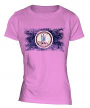 Virginia State Distressed Flag Ladies T-Shirt