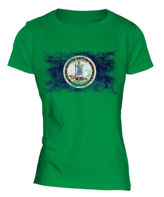 Virginia State Distressed Flag Ladies T-Shirt