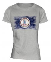 Virginia State Distressed Flag Ladies T-Shirt